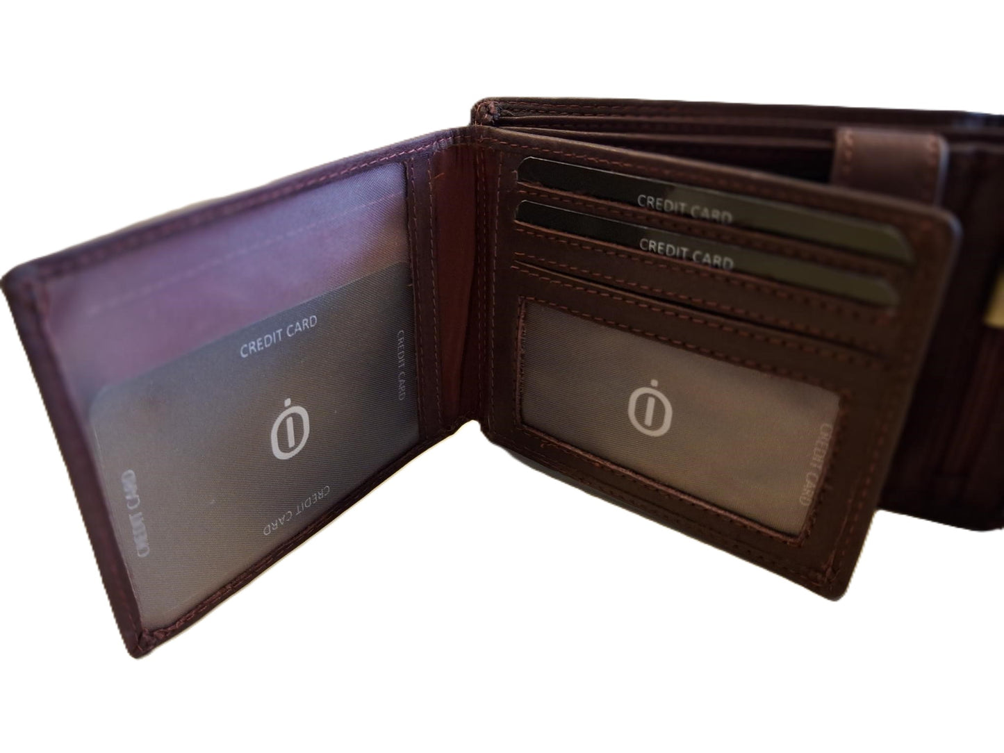 OI bordeaux rode leren heren portemonnee / klassieke billfold laag model voor veel pasjes / complete portemonnee voor veel pasjes standaard model / anti skim / bordo rood / 102ROBR