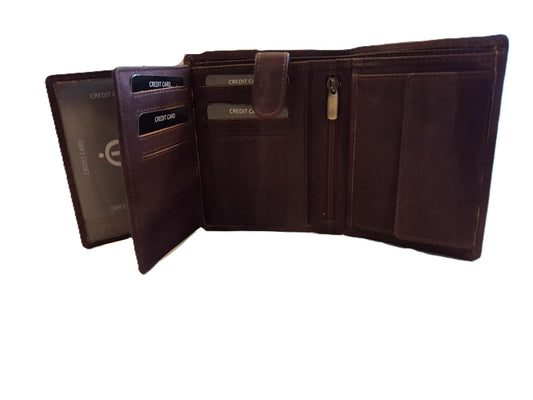 OI bordeaux rode lederen heren portemonnee / bordo rode leren billfold hoog model / beurs voor veel pasjes / RFID SAFE / bordo rood leer / 104ROBR