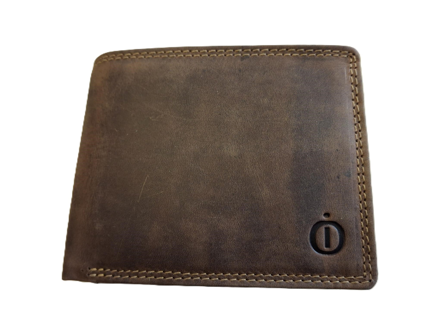 OI Hunter bruine lederen heren portemonnee / kleinere maat billfold laag model / herenbeurs voor 8 pasjes / anti skim / Hunter bruin / 181H