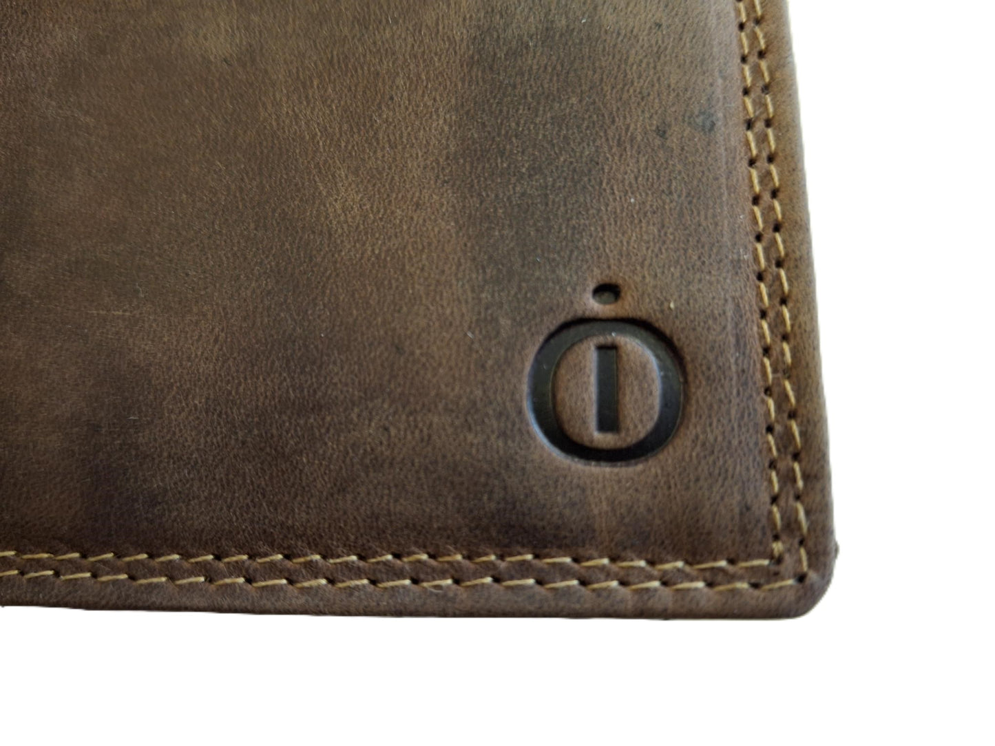 OI Hunter bruine lederen heren portemonnee / kleinere maat billfold laag model / herenbeurs voor 8 pasjes / anti skim / Hunter bruin / 181H
