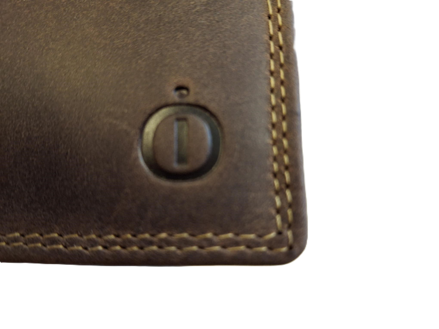 OI Hunter bruine leren billfold met cardprotector / normale portemonnee met Figuretta pasjeshouder / complete portemonnee met anti skim kastje / leren beurs met metalen pasjeshouder / bruin leer / 115H