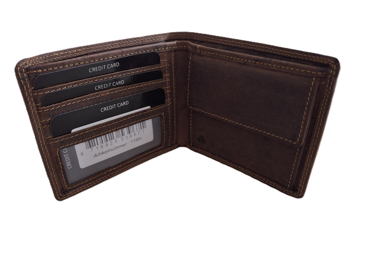 OI Hunter bruine lederen herenportemonnee / zeer platte billfold laag model / dunne herenbeurs / RFID SAFE / bruin leer / 116H