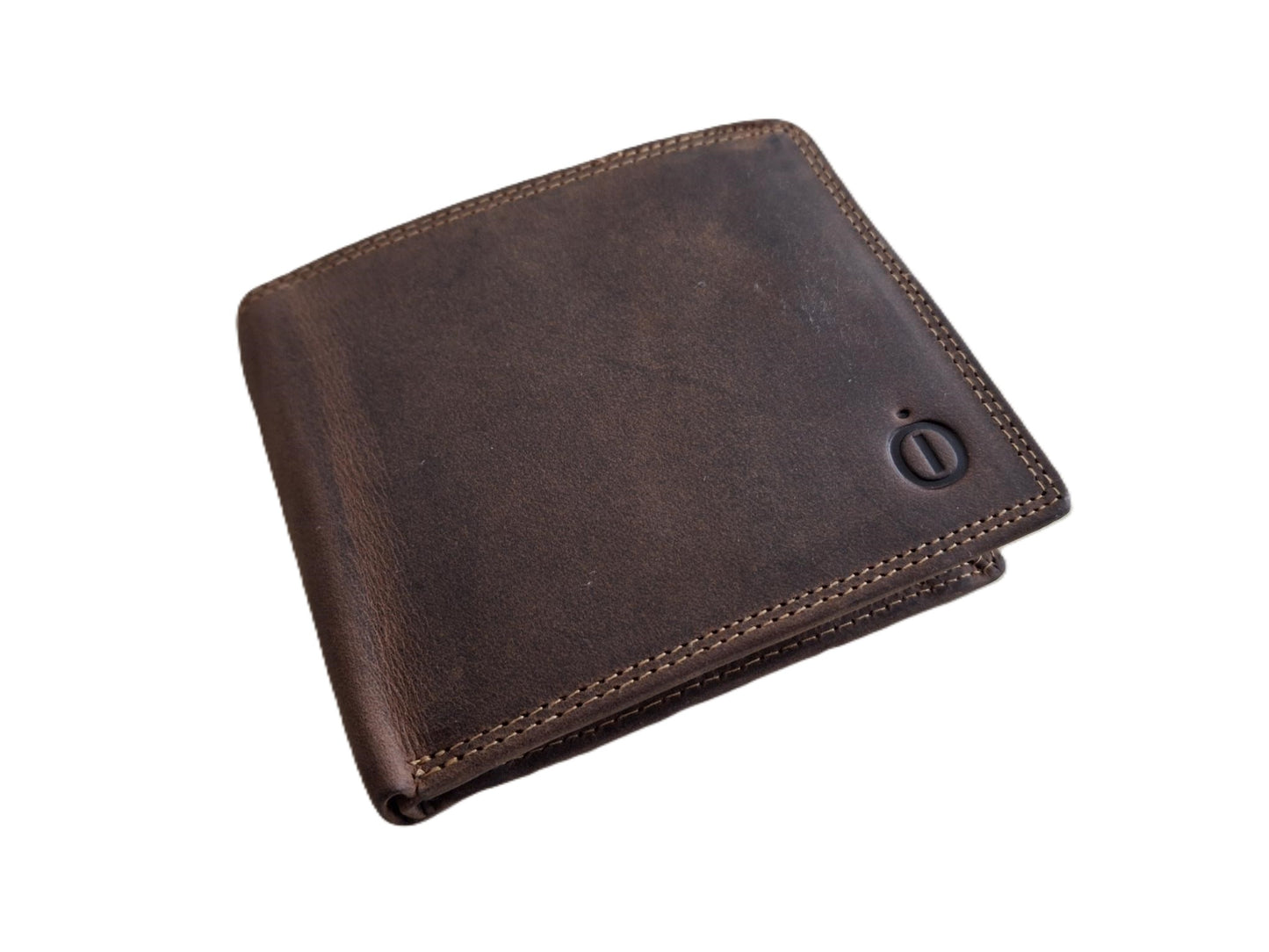 OI Hunter bruine lederen herenportemonnee / zeer platte billfold laag model / dunne herenbeurs / RFID SAFE / bruin leer / 116H