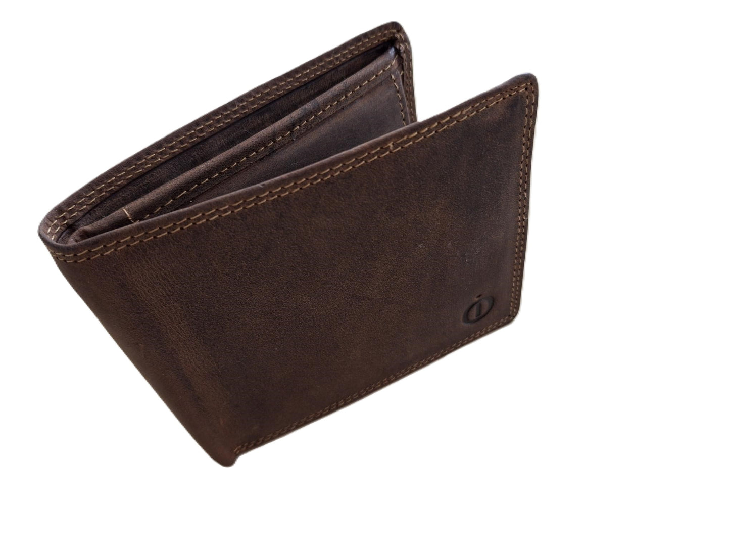 OI Hunter bruine lederen herenportemonnee / zeer platte billfold laag model / dunne herenbeurs / RFID SAFE / bruin leer / 116H