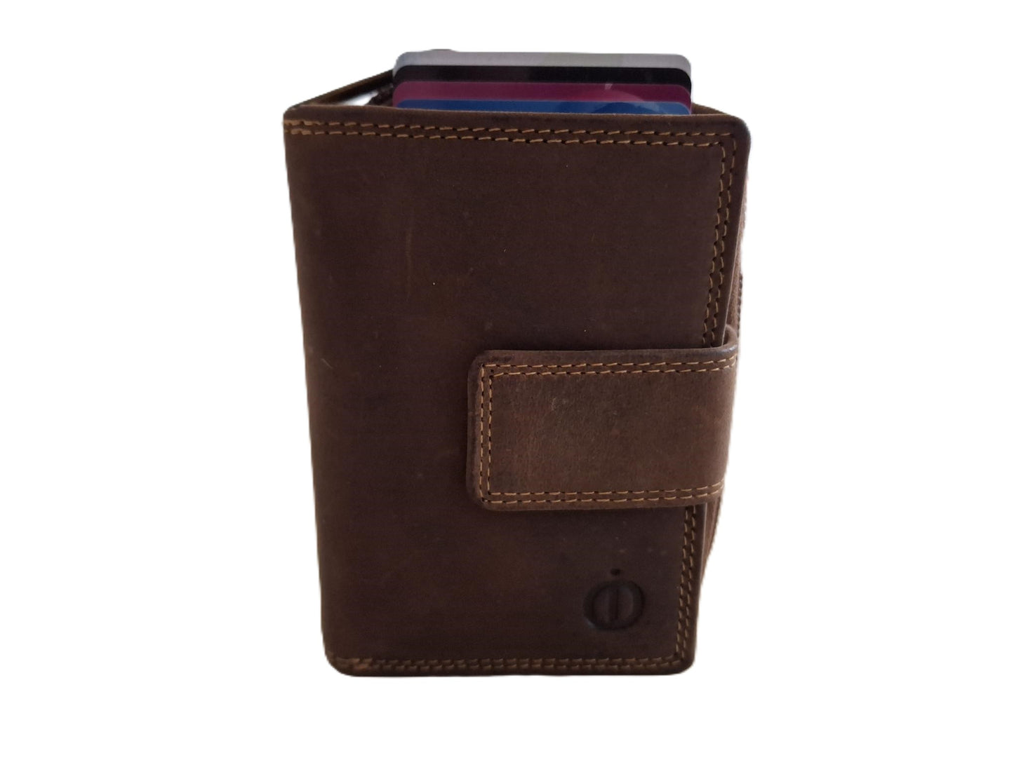 OI Hunter bruine leren ritsportemonnee met cardprotector / portemonnee met Figuretta pasjeshouder en ruim ritsvak voor muntgeld / complete portemonnee met anti skim kastje / leren beurs met metalen pasjeshouder en rits / Hunter bruin leer / 147H