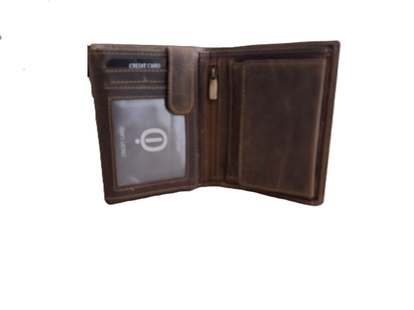OI Hunter bruine leren billfold hoog model met wiener schachtel / uitgebreide portemonnee voor veel pasjes met vierkant vouwbakje voor muntgeld / anti skim / beurs met schudbak / Hunter bruin leer / 149H