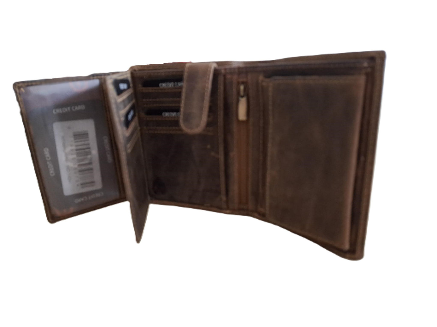 OI Hunter bruine leren billfold hoog model met wiener schachtel / uitgebreide portemonnee voor veel pasjes met vierkant vouwbakje voor muntgeld / anti skim / beurs met schudbak / Hunter bruin leer / 149H