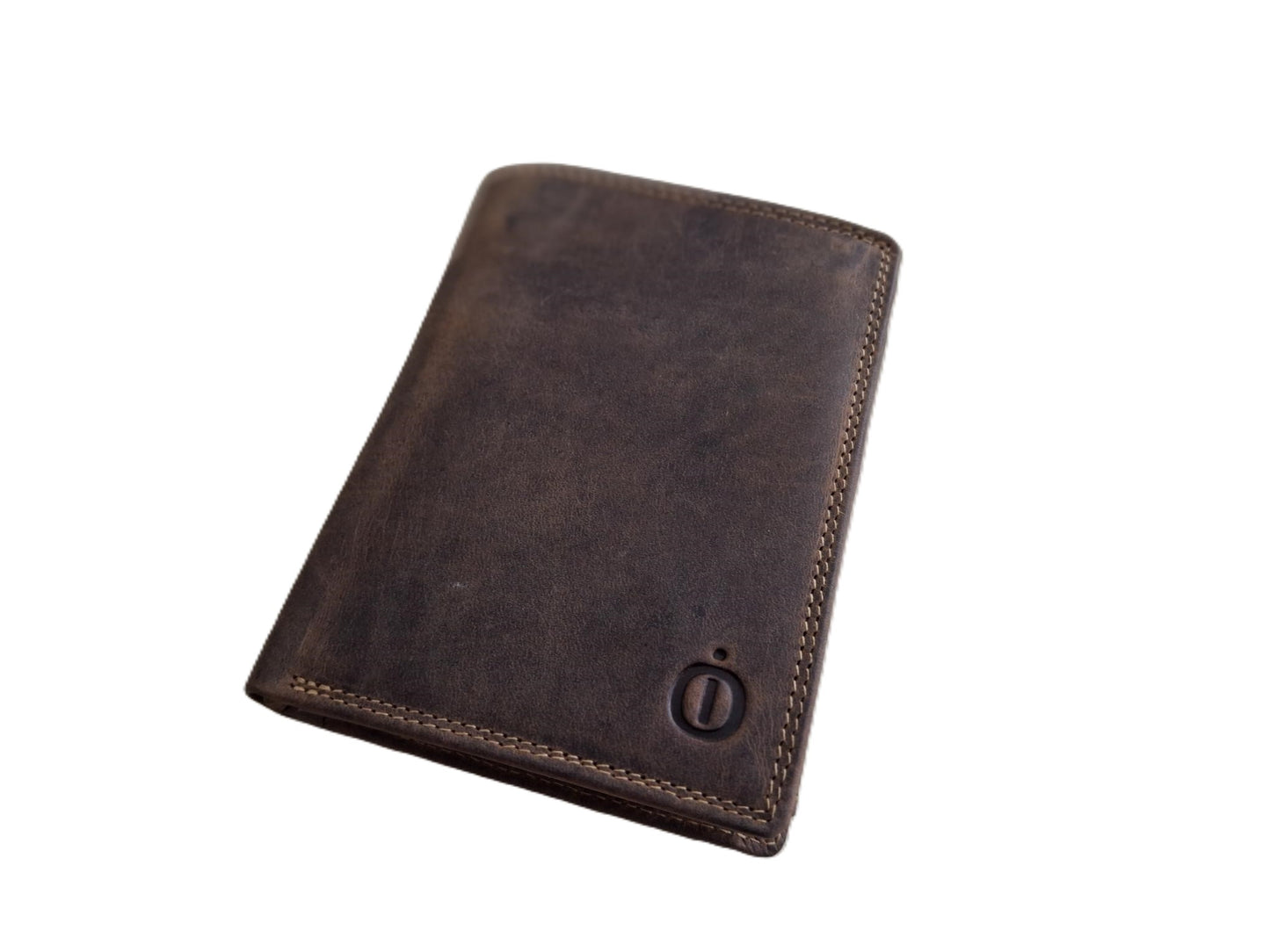 OI Hunter bruine leren billfold hoog model met wiener schachtel / uitgebreide portemonnee voor veel pasjes met vierkant vouwbakje voor muntgeld / anti skim / beurs met schudbak / Hunter bruin leer / 149H
