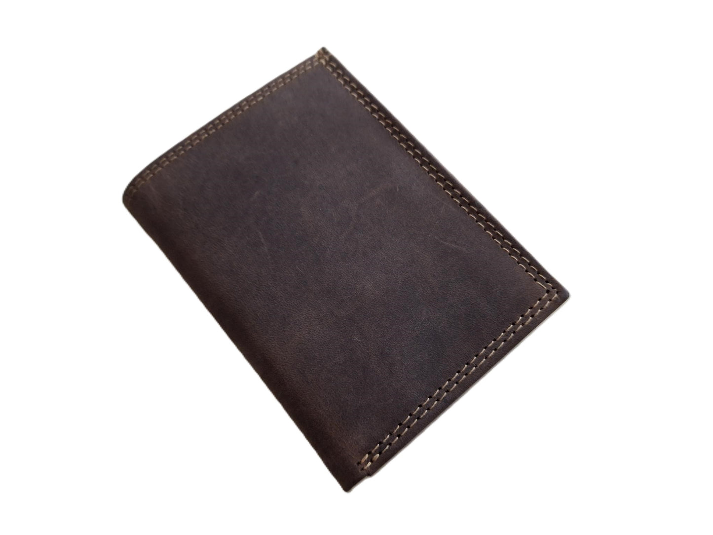 OI lederen afsluitbaar portemonneetje Hunter bruin / zeer compact beursje / kleine maar complete Hunter bruine portemonnee / anti skim / bruin / 150H