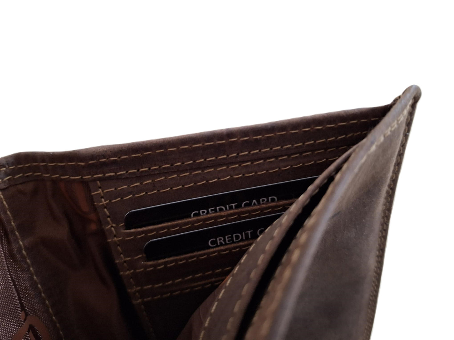 OI Hunter bruine leren Billfold Hoog model 4+4 creditcards / zeer platte portemonnee / dunne beurs voor 8 pasjes / RFID SAFE / Hunter bruin / anti skim / 151H