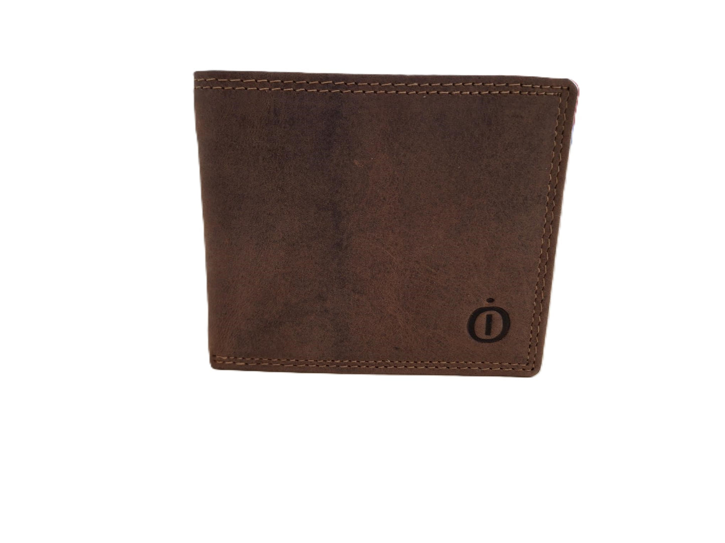 OI Hunter bruine leren heren portemonnee klein / kleinste model billfold waar biljetten in passen / plat beursje voor 4 pasjes / RFID SAFE / Hunter bruin / 183H