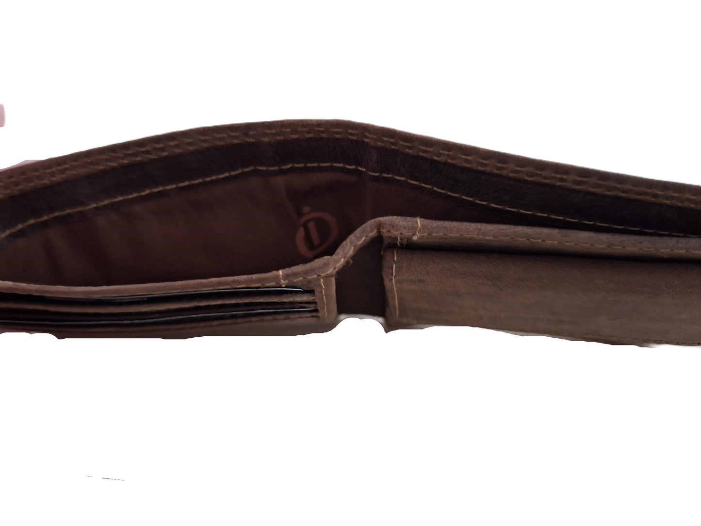 OI Hunter bruine leren heren portemonnee klein / kleinste model billfold waar biljetten in passen / plat beursje voor 4 pasjes / RFID SAFE / Hunter bruin / 183H