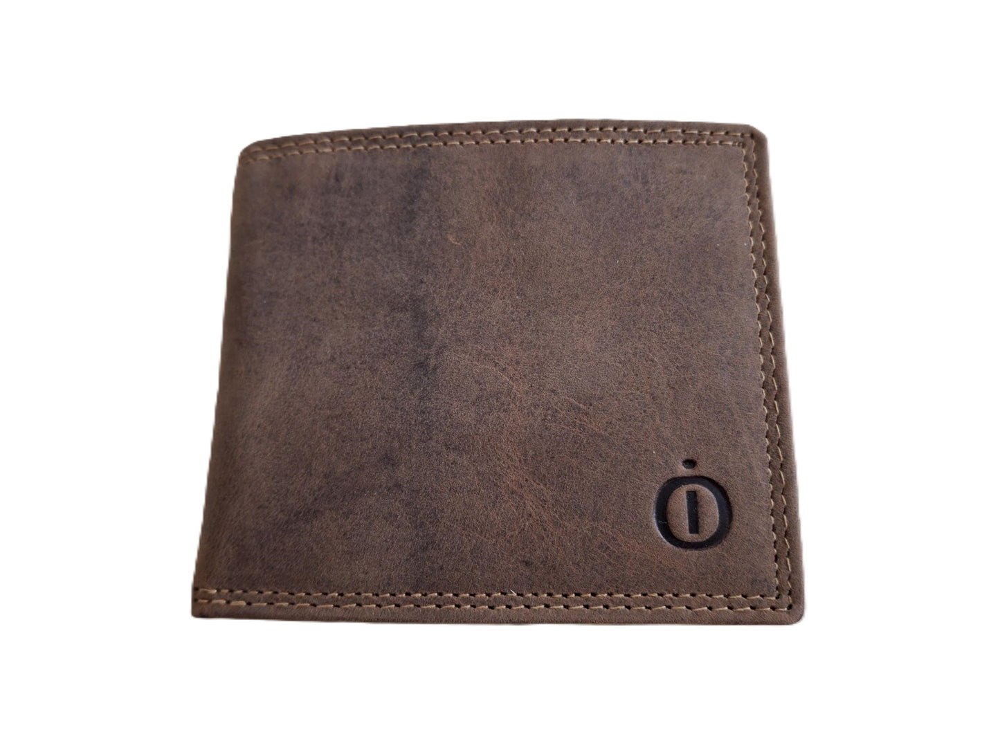 OI Hunter bruine leren heren portemonnee klein / kleinste model billfold waar biljetten in passen / plat beursje voor 4 pasjes / RFID SAFE / Hunter bruin / 183H