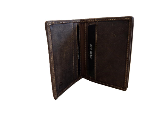 OI Hunter bruin leren pasjesmapje met ruimte voor biljetten / creditcard houder anti skim / portemonneetje voor 11 pasjes zonder muntgeld vak / veilig mapje voor veel pasjes /  RFID SAFE / bruin leer / 196H