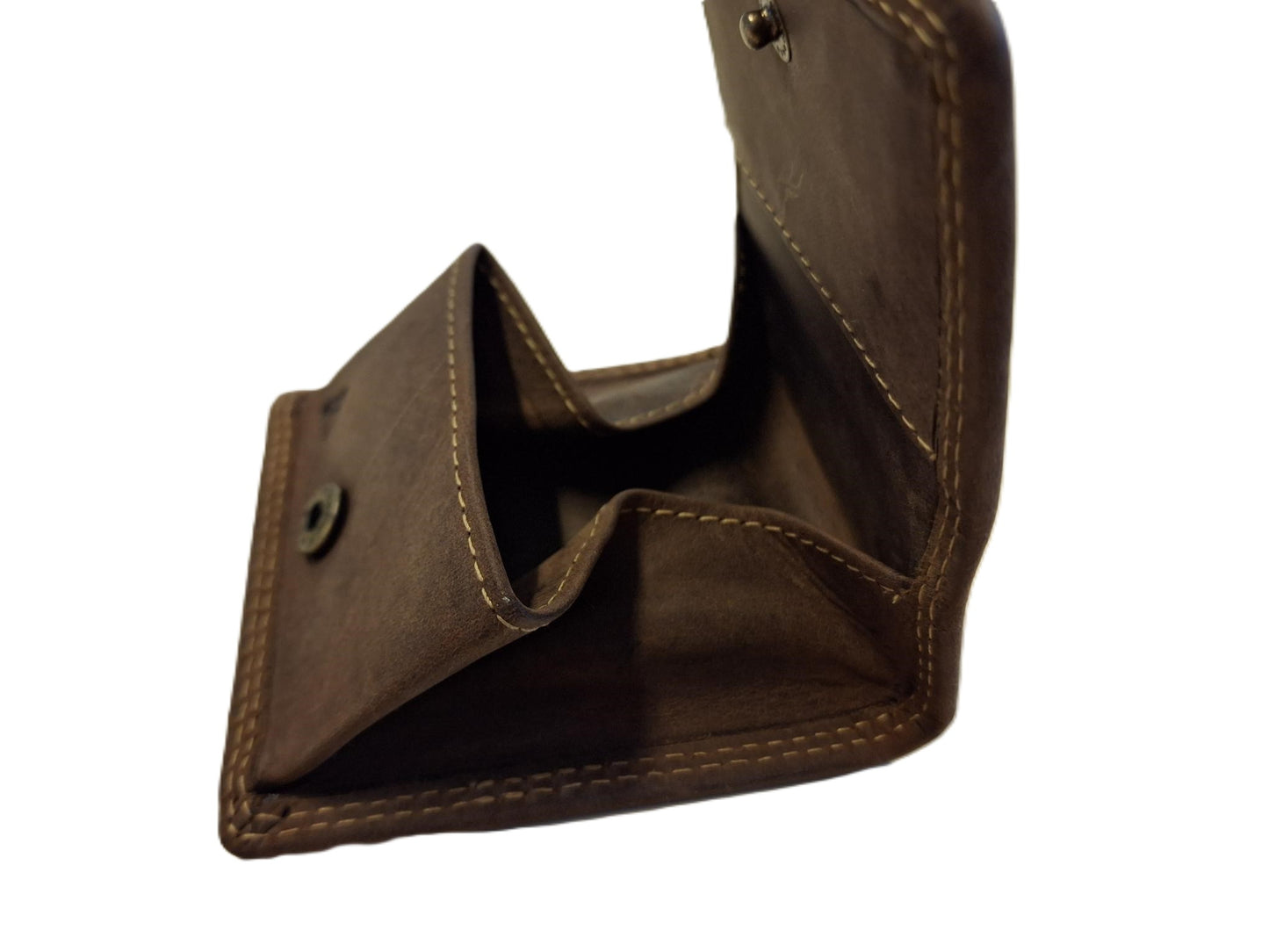 Oi Hunter bruine leren vierkant Kleingeldbeursje / wiener schachtel / klein vierkant vouwportemonneetje voor muntgeld / leren kleingeld bakje / bruin / 200H