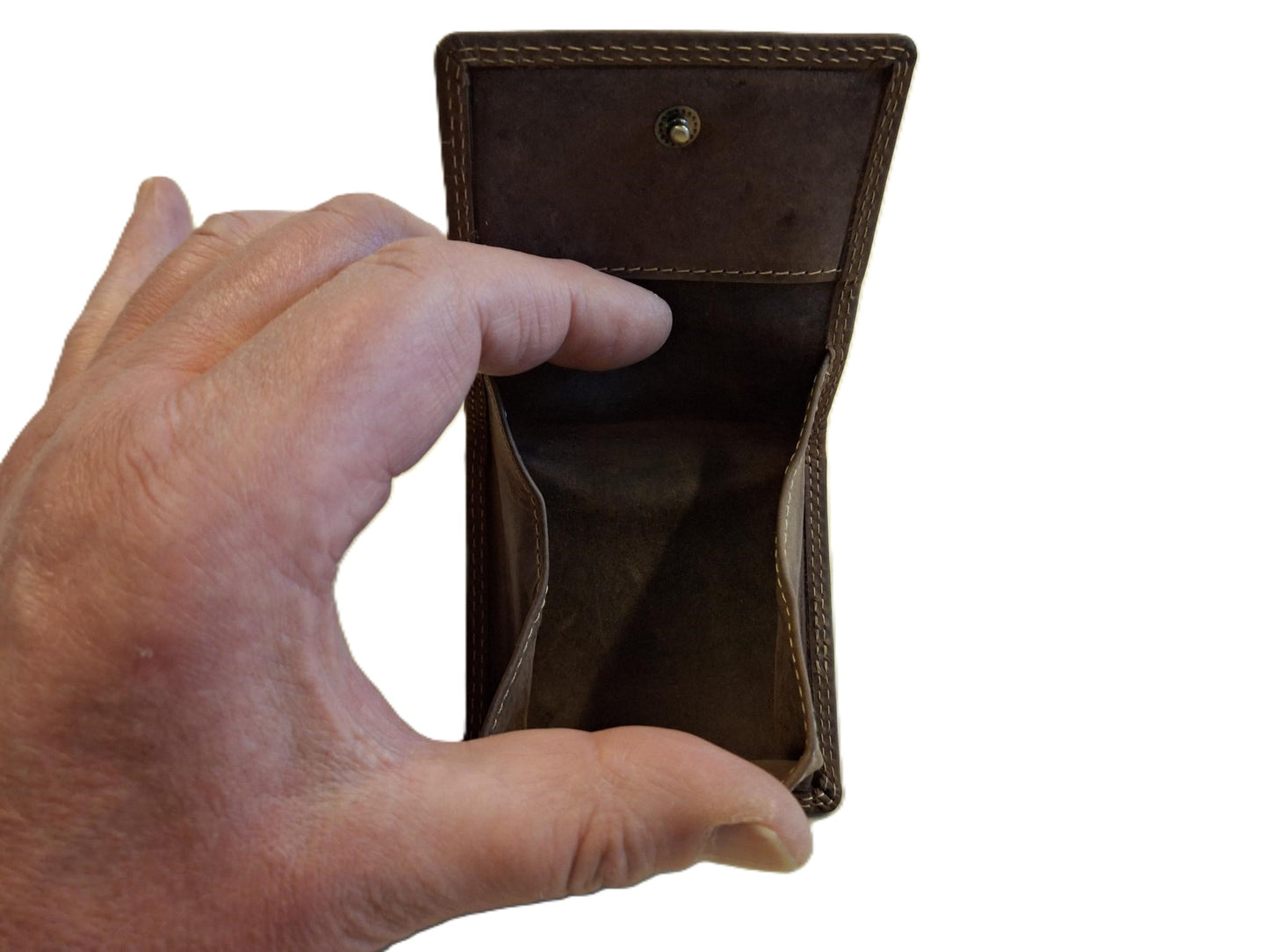 Oi Hunter bruine leren vierkant Kleingeldbeursje / wiener schachtel / klein vierkant vouwportemonneetje voor muntgeld / leren kleingeld bakje / bruin / 200H