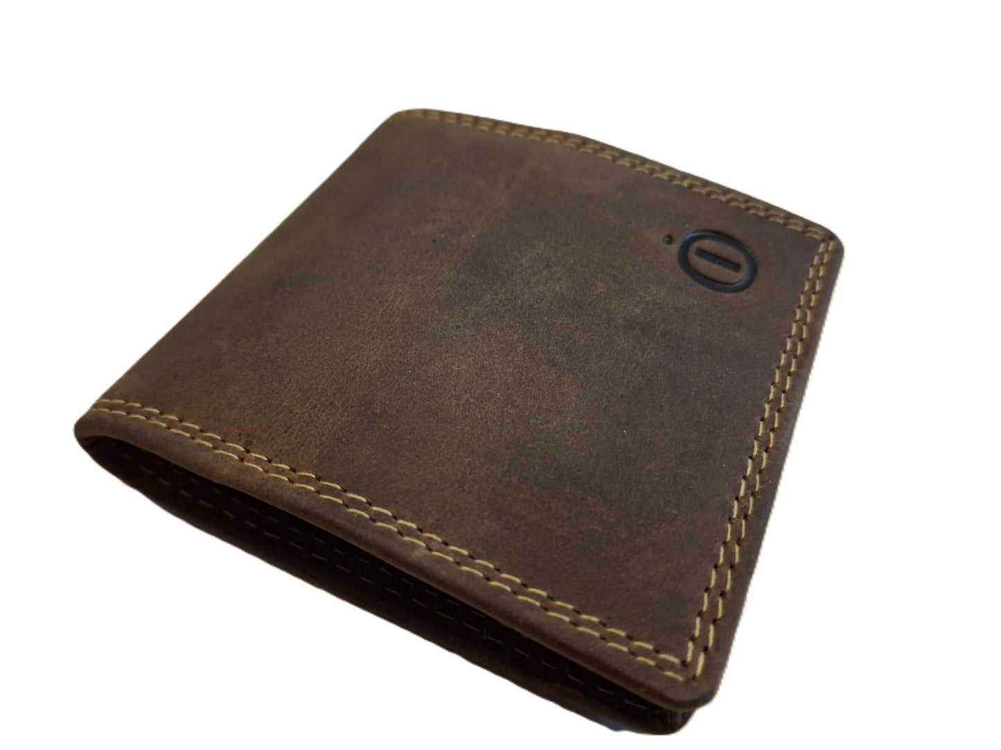 Oi Hunter bruine leren vierkant Kleingeldbeursje / wiener schachtel / klein vierkant vouwportemonneetje voor muntgeld / leren kleingeld bakje / bruin / 200H