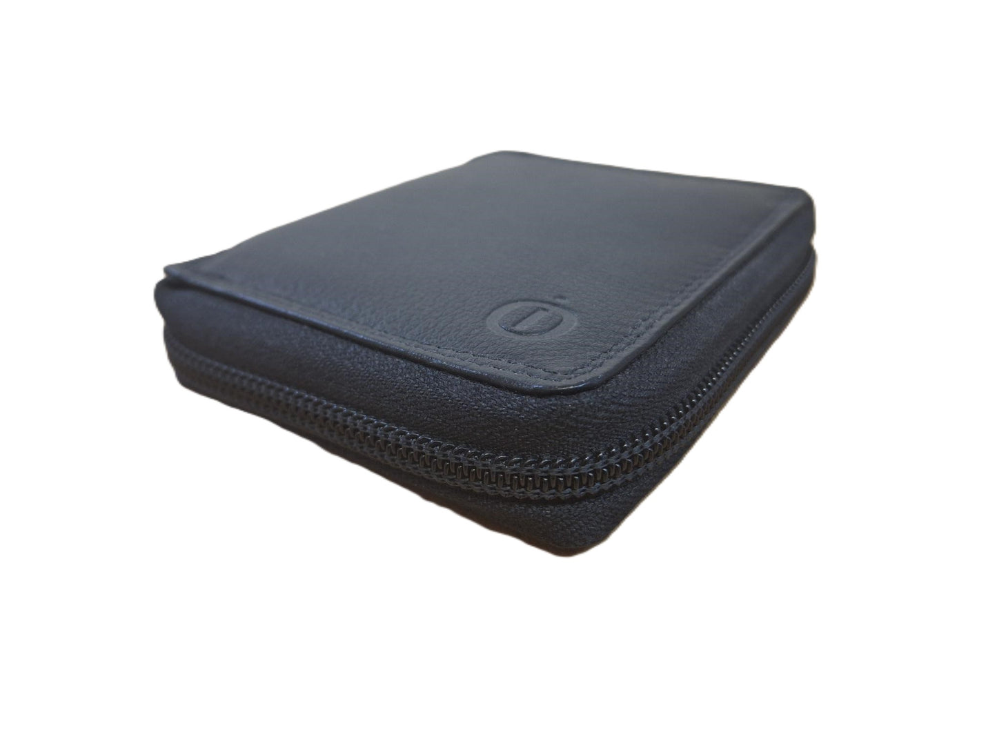 Oi zwarte leren billfold zeer compact afsluitbaar / klein rits portemonneetje / zeer handzaam maar compleet beursje volledig afgesloten met rits / RFID safe / zwart leer / 274