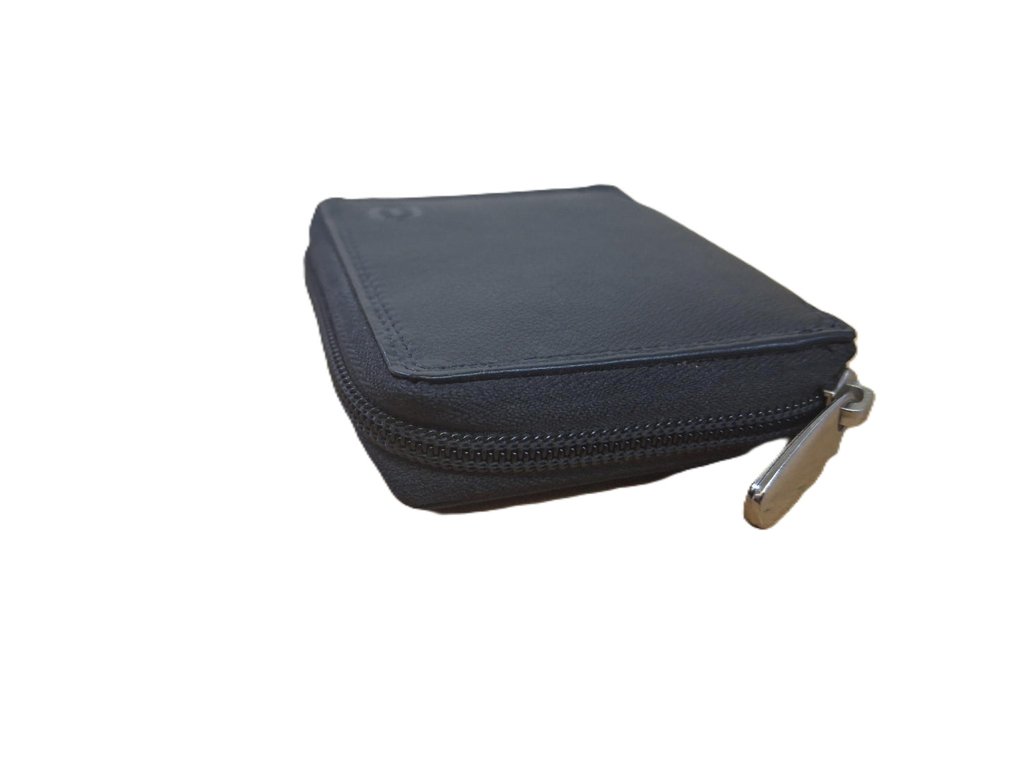 Oi zwarte leren billfold zeer compact afsluitbaar / klein rits portemonneetje / zeer handzaam maar compleet beursje volledig afgesloten met rits / RFID safe / zwart leer / 274