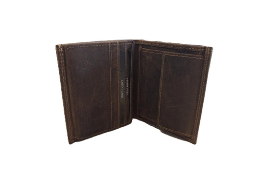 OI Kleine Hunter bruine leren billfold / platte heren portemonnee hoog model / heren beurs vierkant / Anti skim / Hunter / 179H