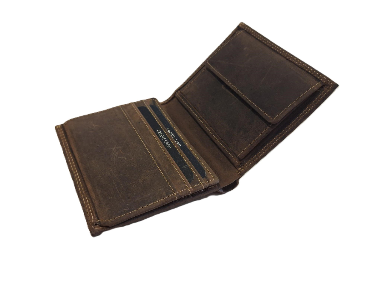 OI Kleine Hunter bruine leren billfold / platte heren portemonnee hoog model / heren beurs vierkant / Anti skim / Hunter / 179H
