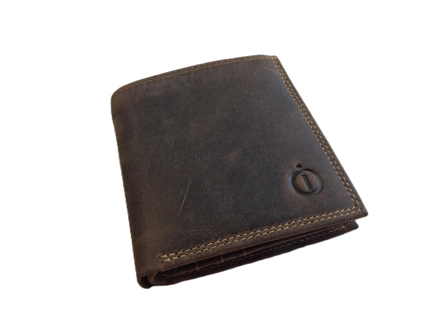 OI Kleine Hunter bruine leren billfold / platte heren portemonnee hoog model / heren beurs vierkant / Anti skim / Hunter / 179H