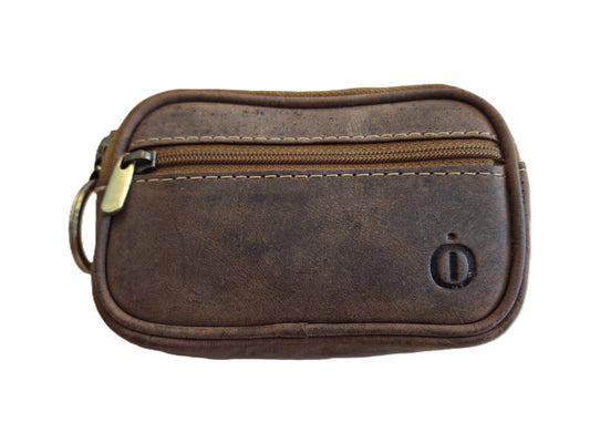 Oi Hunter bruin leren riemtasje zeer klein / kleinste etuitjes voor aan riem / sleutelbeursje / veilig 1-vaks portemonneetje / bruin leer /399H