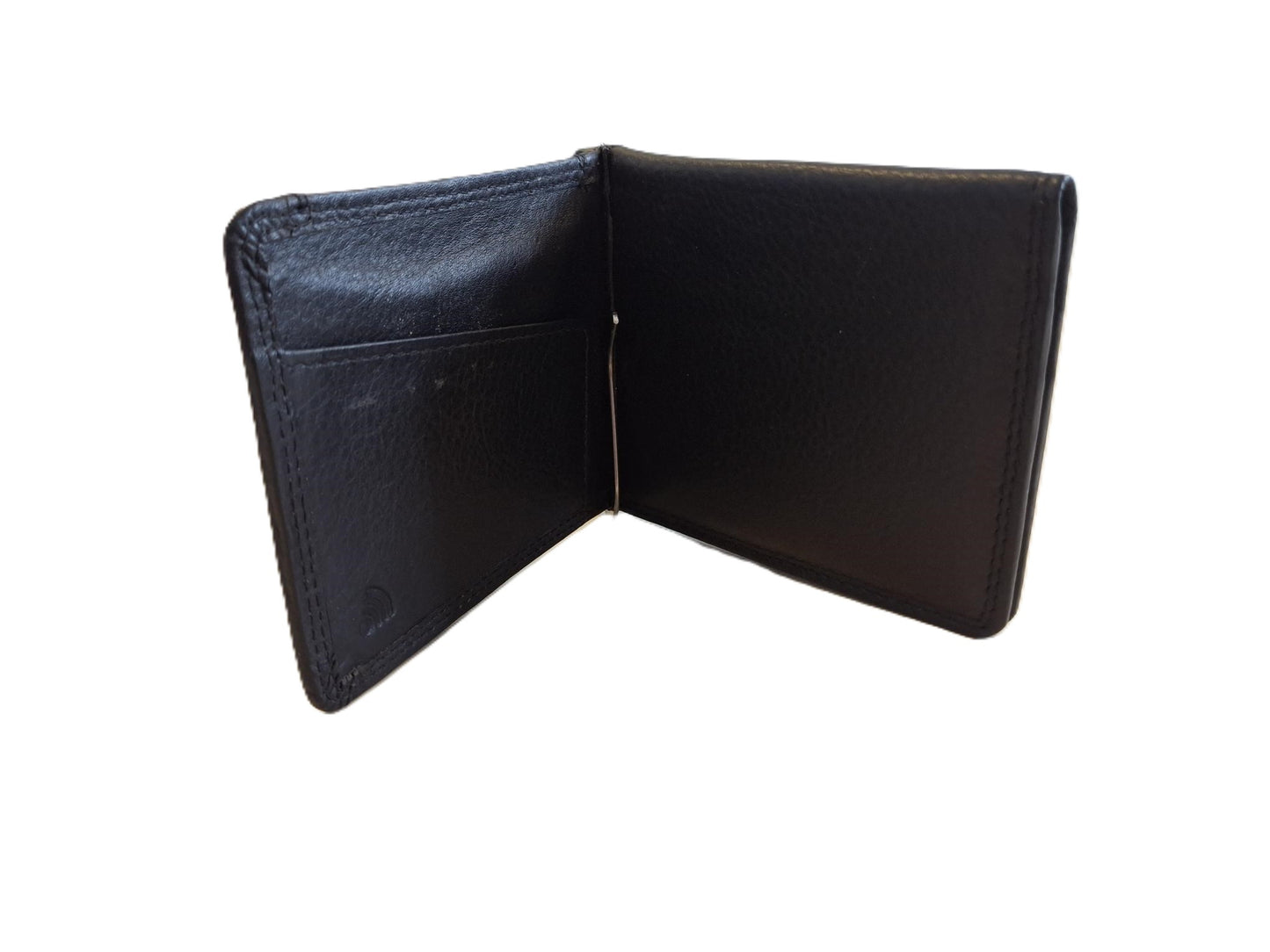 Oi zwarte lederen geldklem portemonnee met kleingeldvak en ruimte voor pasjes / uitgebreide maar platte billfold met dollarclip / dunne beurs met geldclip / RFID SAFE / zwart leer / 500