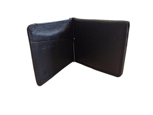 Oi zwarte lederen geldklem portemonnee met kleingeldvak en ruimte voor pasjes / uitgebreide maar platte billfold met dollarclip / dunne beurs met geldclip / RFID SAFE / zwart leer / 500