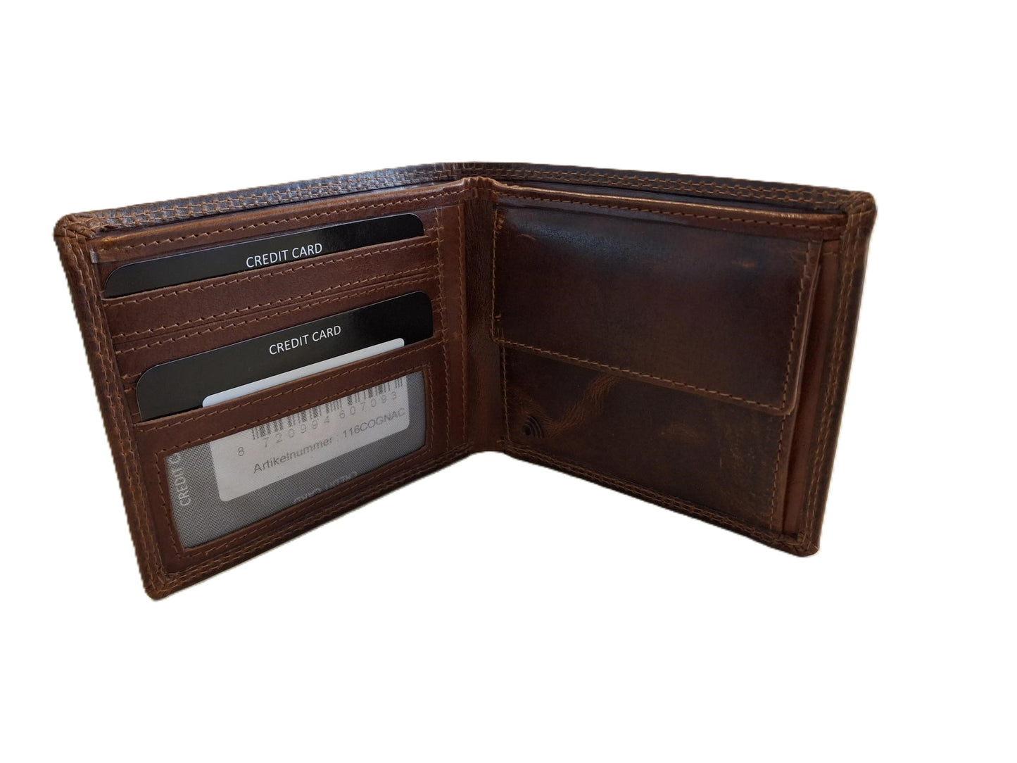 OI LUXE Cognac kleurige lederen herenportemonnee / zeer platte billfold laag model / dunne herenbeurs / RFID SAFE / cognac bruin leer / 116Cognac CRUNCH
