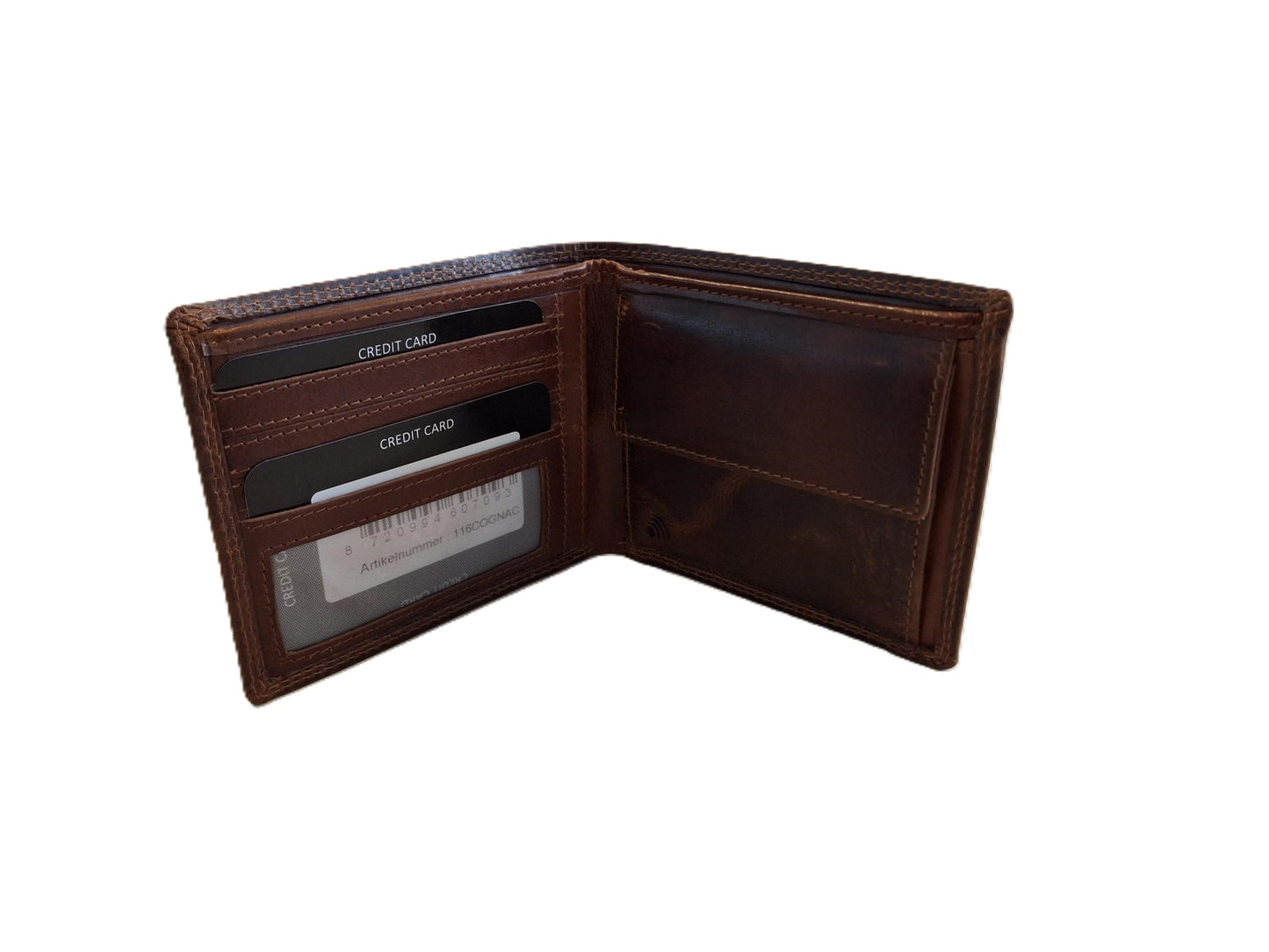 OI LUXE Cognac kleurige lederen herenportemonnee / zeer platte billfold laag model / dunne herenbeurs / RFID SAFE / cognac bruin leer / 116Cognac CRUNCH