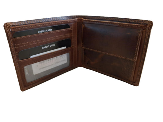 OI LUXE Cognac kleurige lederen herenportemonnee / zeer platte billfold laag model / dunne herenbeurs / RFID SAFE / cognac bruin leer / 116Cognac CRUNCH
