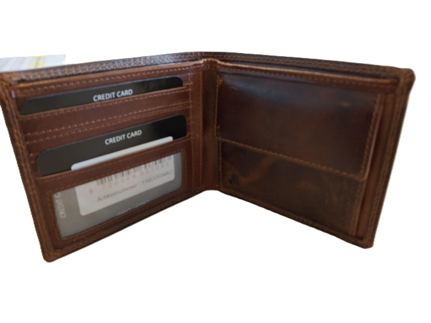 OI LUXE Cognac kleurige lederen herenportemonnee / zeer platte billfold laag model / dunne herenbeurs / RFID SAFE / cognac bruin leer / 116Cognac CRUNCH