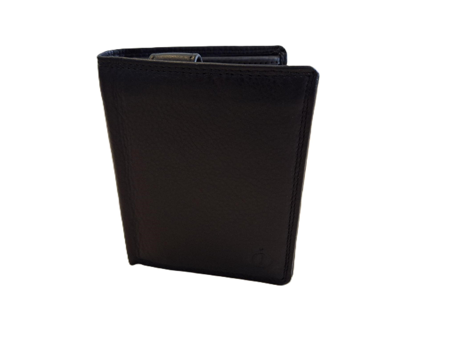 Oi zwarte lederen herenportemonnee / hoog model billfold met 2 grote zichtvakken  / herenbeurs voor veel pasjes met lipje binnenin / anti skim / zwart leer / 566