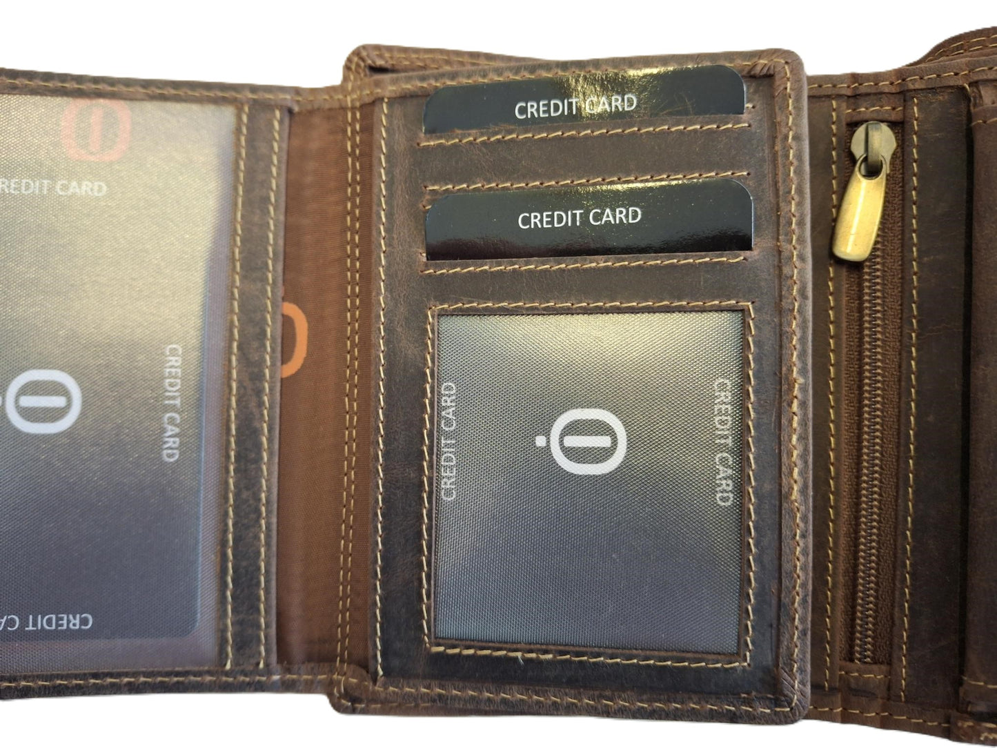 Oi Hunter bruine lederen heren portemonnee zonder drukker / Hunter bruine leren billfold hoog model / beurs voor veel pasjes / RFID SAFE / bruin leer / 112H