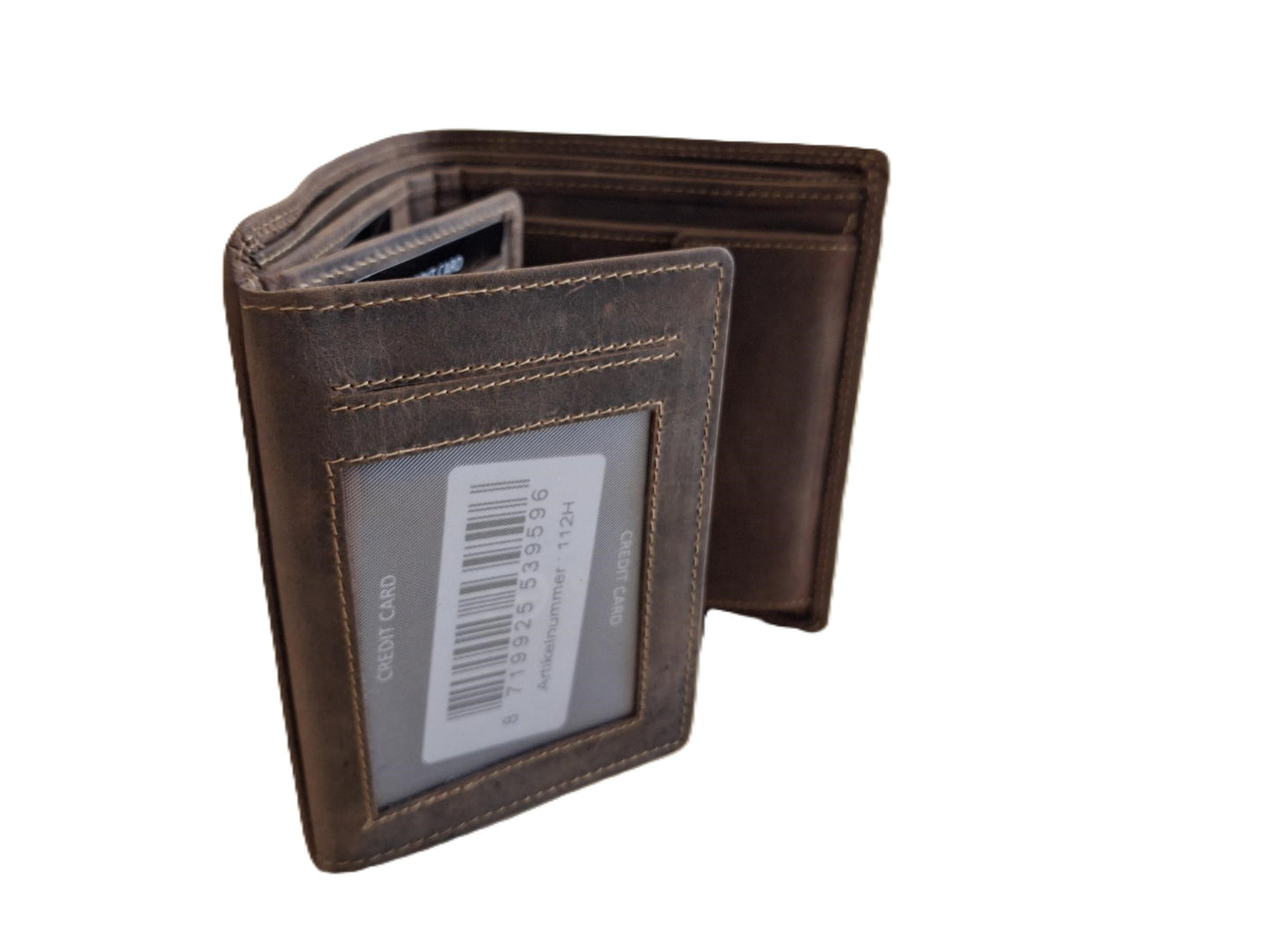 Oi Hunter bruine lederen heren portemonnee zonder drukker / Hunter bruine leren billfold hoog model / beurs voor veel pasjes / RFID SAFE / bruin leer / 112H