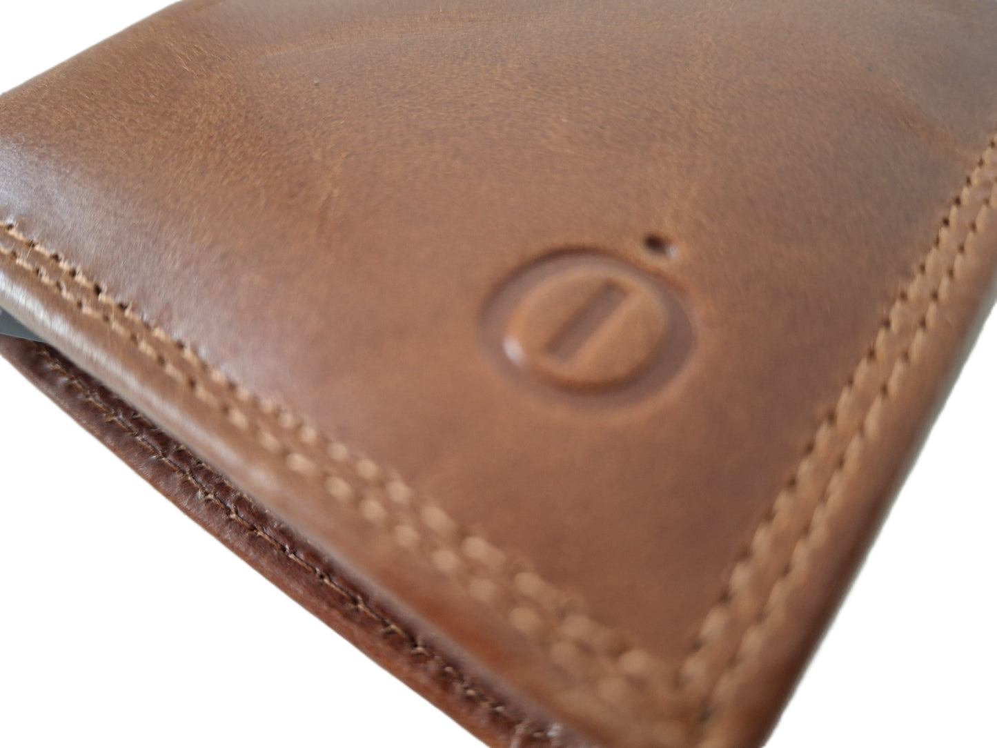 Luxe leren Billfold/ gewone portemonnee met cardprotector/pasjeshouder groot/ anti skim 115 Crunch cognac