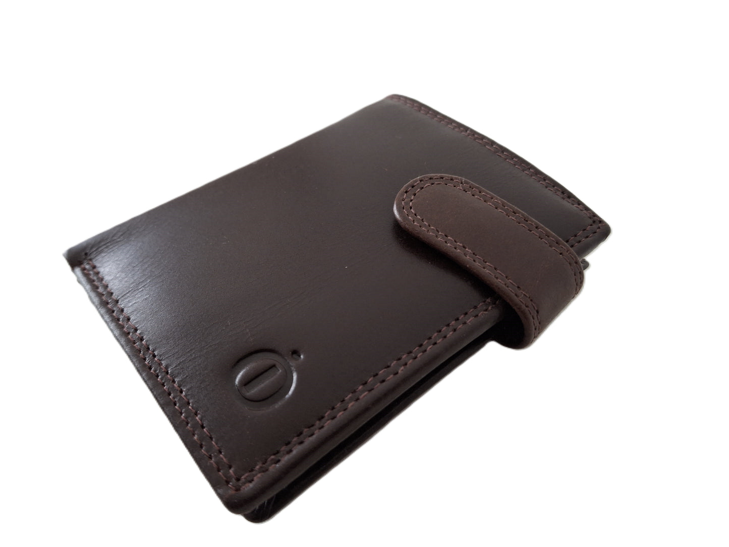Luxe kleine billfold afsluitbaar /geheel lederen  heren portemonnee / 100 Crunch Bruin
