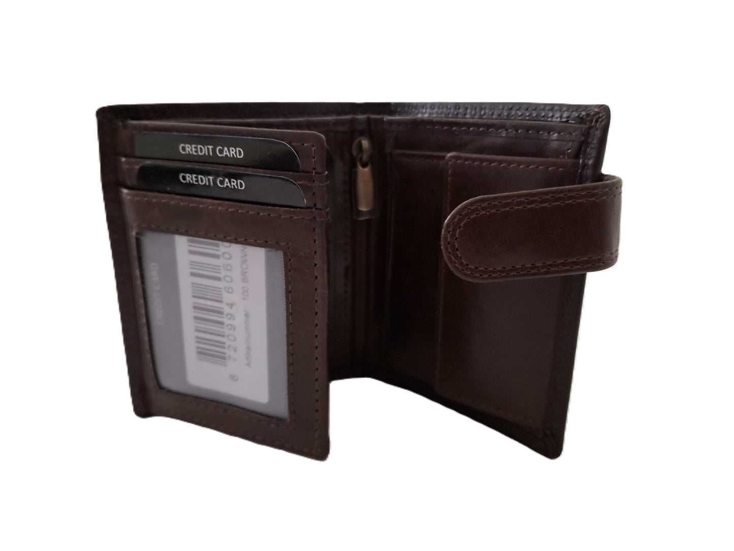 Luxe kleine billfold afsluitbaar /geheel lederen  heren portemonnee / 100 Crunch Bruin