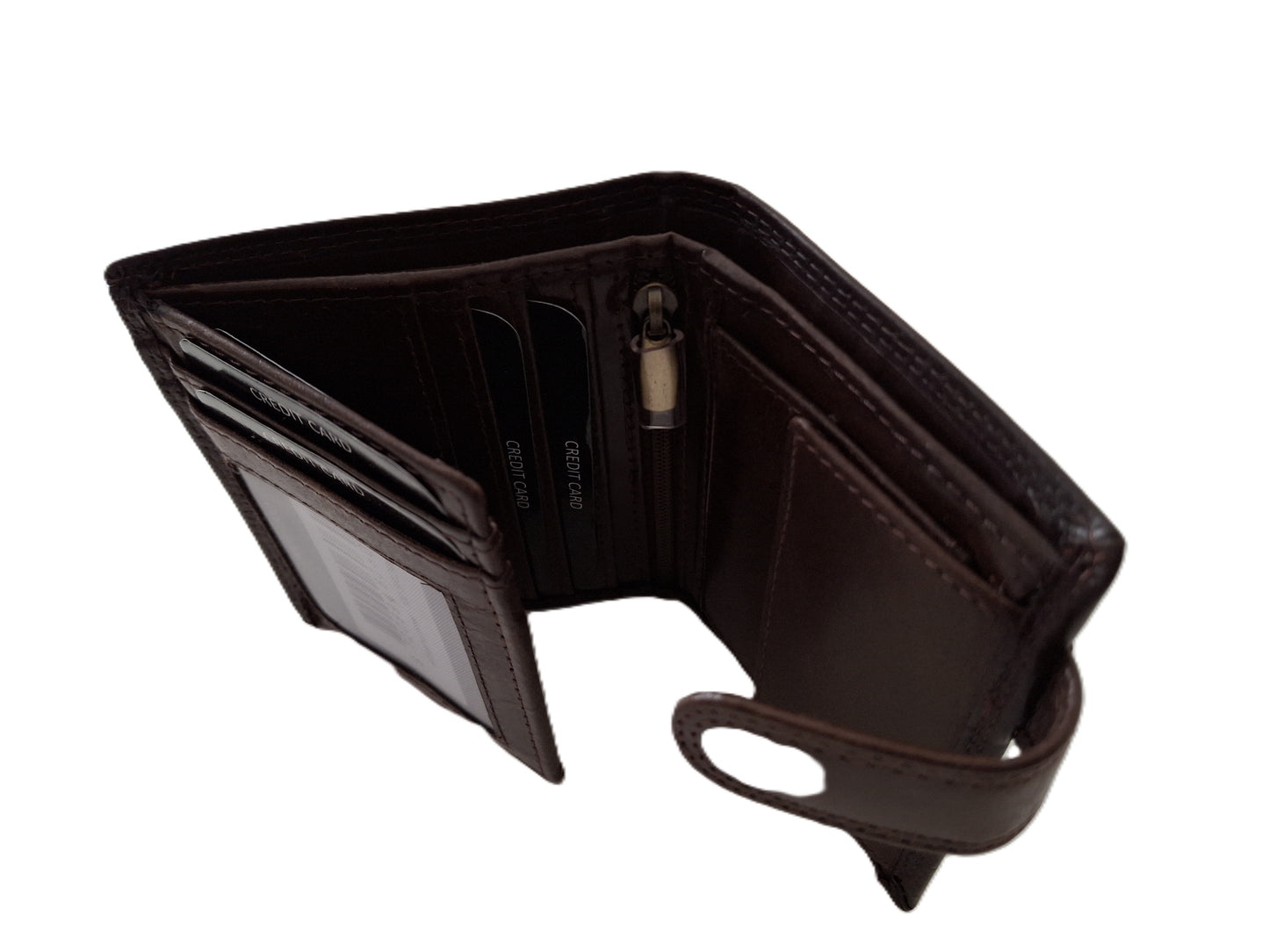 Luxe kleine billfold afsluitbaar /geheel lederen  heren portemonnee / 100 Crunch Bruin
