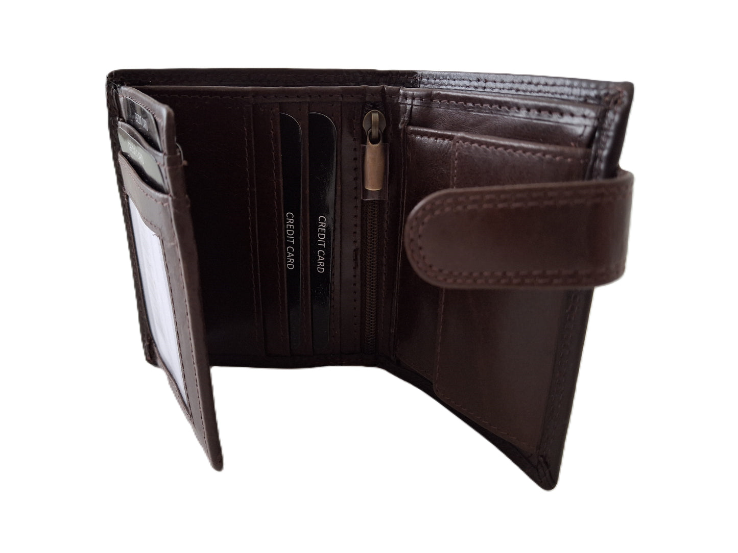 Luxe kleine billfold afsluitbaar /geheel lederen  heren portemonnee / 100 Crunch Bruin