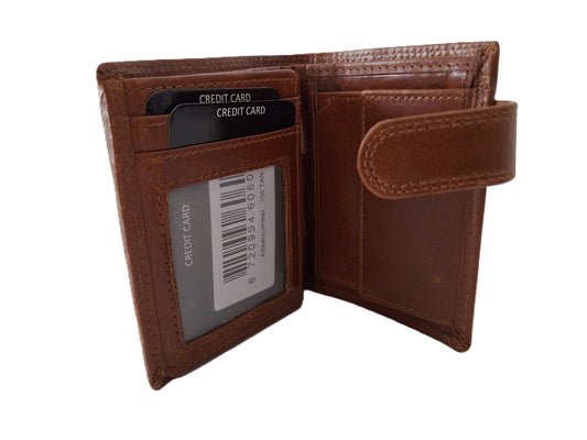 Luxe kleine billfold afsluitbaar /geheel lederen  heren portemonnee / 100 Crunch Cognac