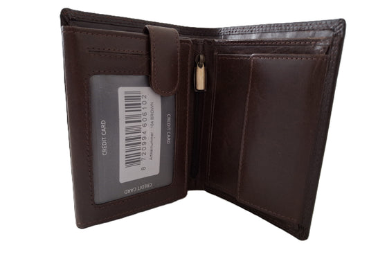 Luxe Heren billfold hoog 11 Pasjes / anti skim 104 Crunch Bruin