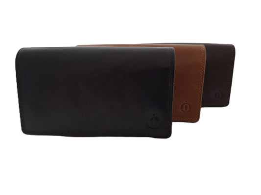 Luxe Europortemonnee / lange harmonica beurs voor dames / skim veilig / 214 Crunch cognac