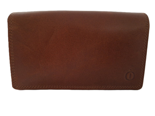 Luxe Europortemonnee / lange harmonica beurs voor dames / skim veilig / 214 Crunch cognac