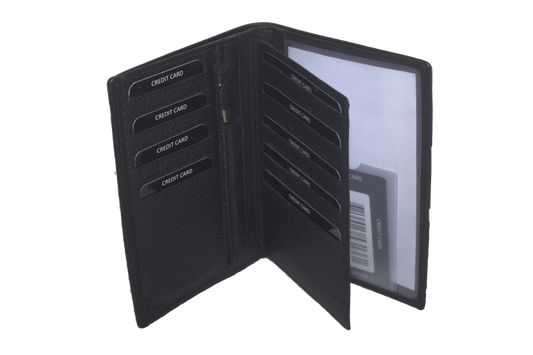 OI leren Portefeuille zeer uitgebreid/ mapje veel ruimte voor creditcards en autopapieren / RFID safe / zwart leder 236