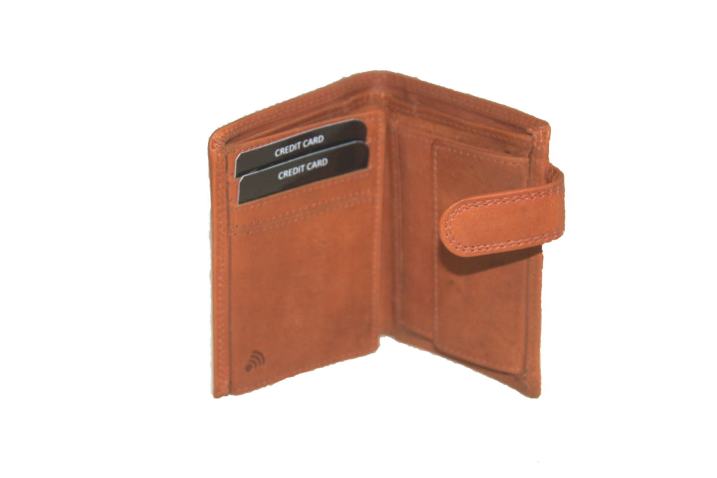 Hoge kleine billfold met lip om af te sluiten 562NR Cognac