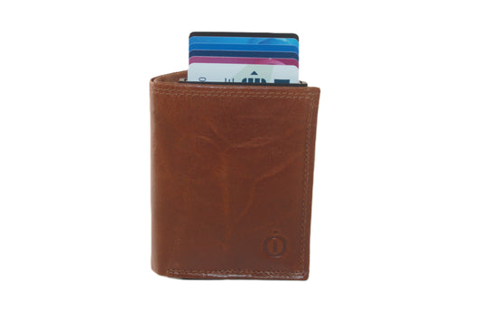 Luxe portemonnee met Figuretta Kaarthouder zonder muntgeld vak /  cognac / 145A Crunch