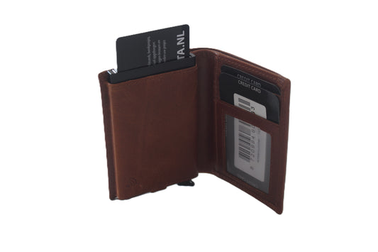 Luxe portemonnee met Figuretta Kaarthouder zonder muntgeld vak /  cognac / 145A Crunch