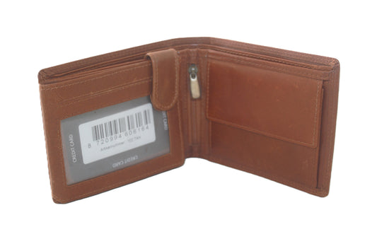 Luxe OI leren heren billfold / portemonnee laag model / anti skim /  102 Crunch Cognac